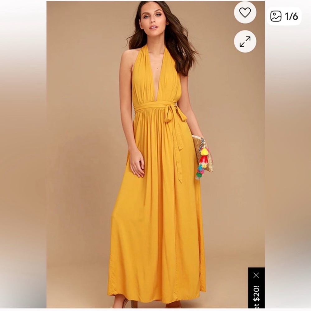Lulus Magical Movement Mustard Yellow Wrap Maxi Dress 💛